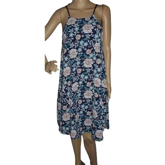Mesmerized | Dresses | Navy Blue Floral Small Sleeveless Racerback Cami  Aline Dress Trapeze Pink | Poshmark